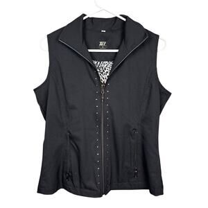 Tail Women's LIghtweight Golf Vest Black Full Zip Animal Print Interior Size S